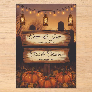 Pumpkins & Lanterns Fall Wedding Acrylic Invitations