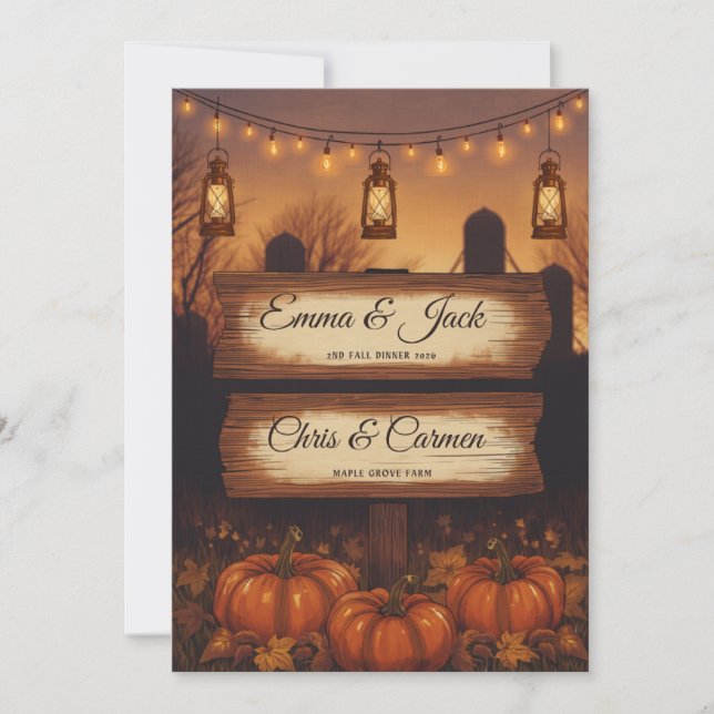 Pumpkins & Lanterns Fall Wedding  Invitation (Front)