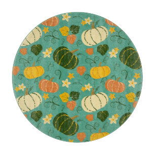 Pumpkins, leaves: autumn vegetable pattern cutting board