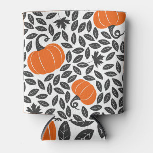 Pumpkins, leaves: cute autumn pattern. can cooler