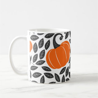 Pumpkins, leaves: cute autumn pattern. coffee mug