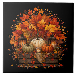 Pumpkins Leaves Trees Fall Autumn Season Tile