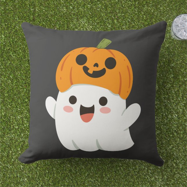 Pumpkins Make the Perfect Night. Outdoor Pillow (Grass)