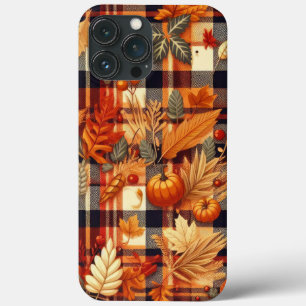 Pumpkins Maple Leaves Autumn Plaids  iPhone 13 Pro Max Case