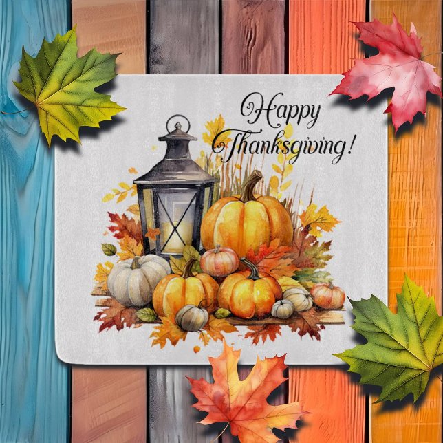 Pumpkins Maple Tree Leaves Lamp Thanksgiving Cutting Board (Creator Uploaded)