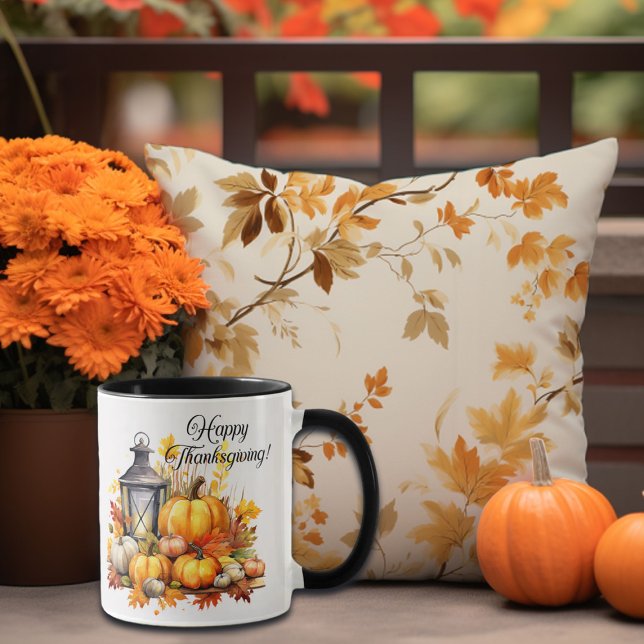 Pumpkins Maple Tree Leaves Lamp Thanksgiving Mug (Creator Uploaded)