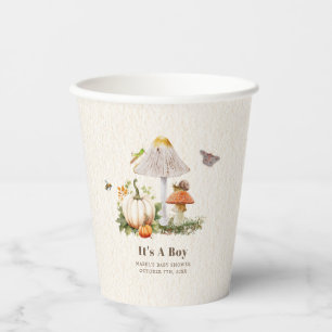 Pumpkins Mushroom Woodland Insects Boy Baby Shower Paper Cups