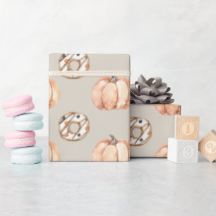 Pumpkins n Donuts Cute Pattern Wrapping Paper
