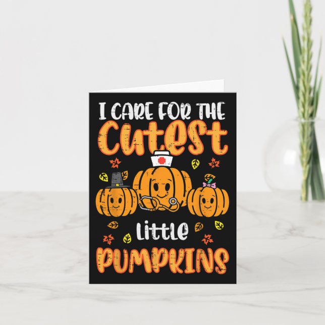 Pumpkins Nurse Halloween Scrub Top Fall Thanksgivi Card (Front)