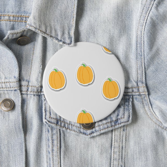 Pumpkins on  grey 4 inch round button (In Situ)