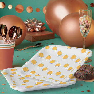 Pumpkins on grey paper plate