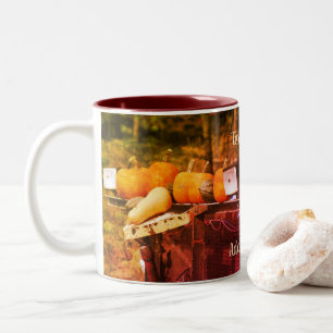 Pumpkins On Truck Nature Art Personalized Two-Tone Coffee Mug