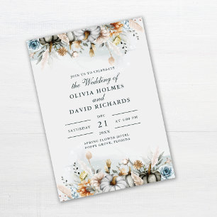 Pumpkins on Wildflower Meadow Wedding Invitation