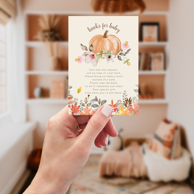 Pumpkins & Pacifiers Fall Baby Shower Book Request Enclosure Card (Creator Uploaded)