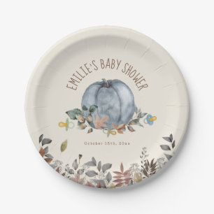 Pumpkins Pacifiers Fall Boy Baby Shower  Paper Plate