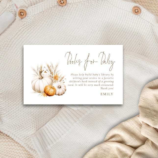 Pumpkins Pampas Boho Script Books For Baby Shower  Enclosure Card (Creator Uploaded)