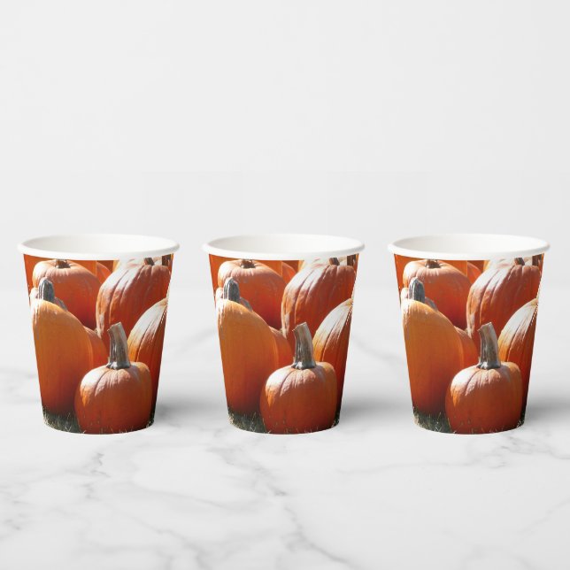 Pumpkins Photo for Fall, Halloween or Thanksgiving Paper Cups (Multi)