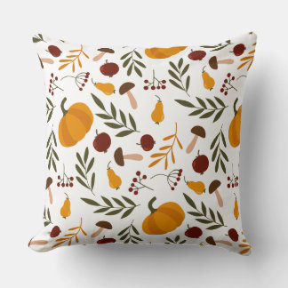 Pumpkins, Pomegranates, and Pears Throw Pillow
