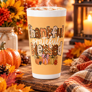 Pumpkins & Praise: A Harvest of Gratitude Latte Mug
