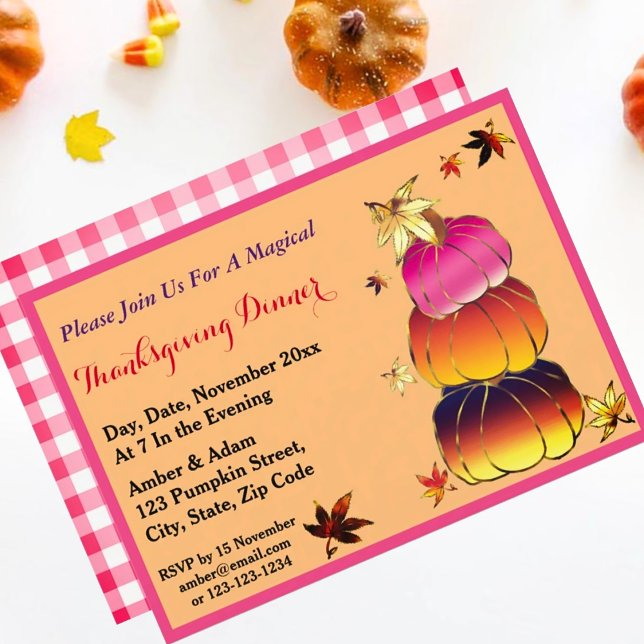 Pumpkins & Pumpkins Gradient, Gold, & Foil Texture Invitation (Creator Uploaded)