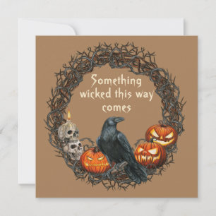 Pumpkins & Raven Wreath  Halloween Card
