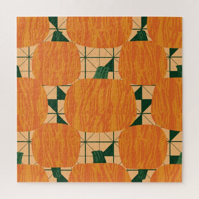 Pumpkins: Retro Geometric Triangle. Jigsaw Puzzle (Vertical)