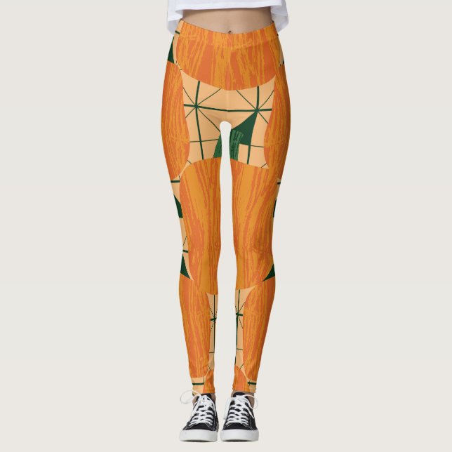 Pumpkins: Retro Geometric Triangle. Leggings (Front)