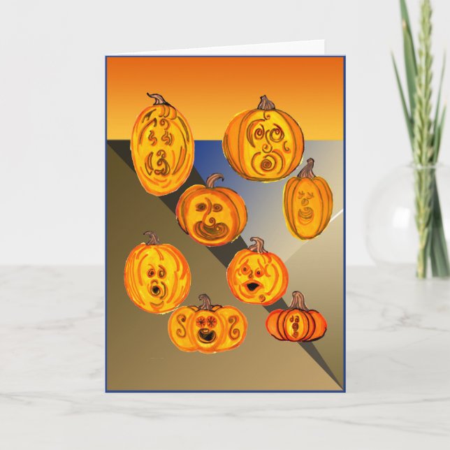 Pumpkins Scream Halloween Folded Holiday Card (Front)