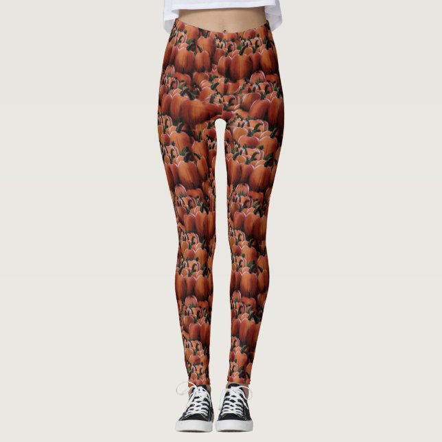 Pumpkins Seamless Pattern Leggings (Front)