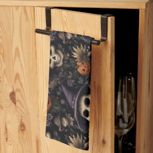 Pumpkins Skulls Flowers Halloween Kitchen Towel
