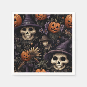 Pumpkins Skulls Flowers Halloween  Napkin