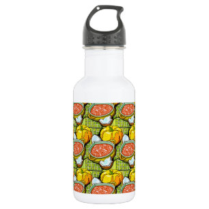 Pumpkins, Soup and Striped Background 532 Ml Water Bottle