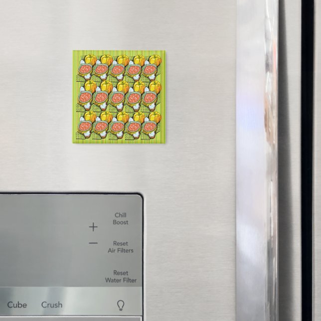 Pumpkins, Soup and Striped Background Magnet (In Situ (Fridge))
