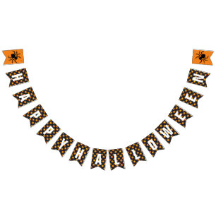 Pumpkins & Spiders Happy Halloween Bunting Flags
