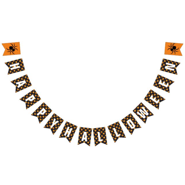 Pumpkins & Spiders Happy Halloween Bunting Flags (All)