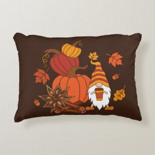 Pumpkins, star anise, cinnamon sticks, autumn leav accent pillow