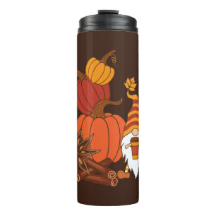 Pumpkins, star anise, cinnamon sticks, autumn leav thermal tumbler