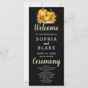 Pumpkins & Sunflowers Fall Black Wedding Program