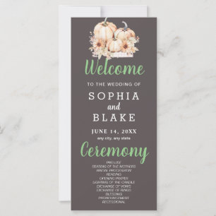 Pumpkins & Sunflowers Fall Grey Wedding Program