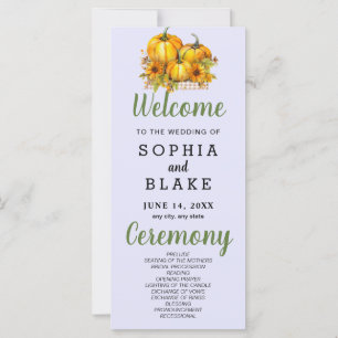 Pumpkins & Sunflowers Fall Purple Wedding Program