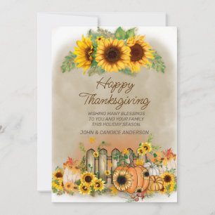 Pumpkins Sunflowers Picket Fences Thanksgiving 