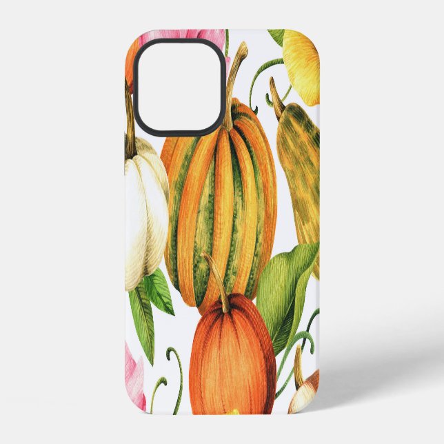 Pumpkins Sunflowers: Watercolor Pattern Design iPhone Case (Back)