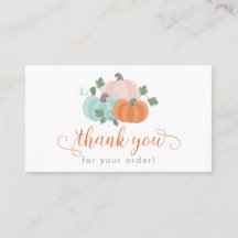 Pumpkins Thank You For Your Order Business Card