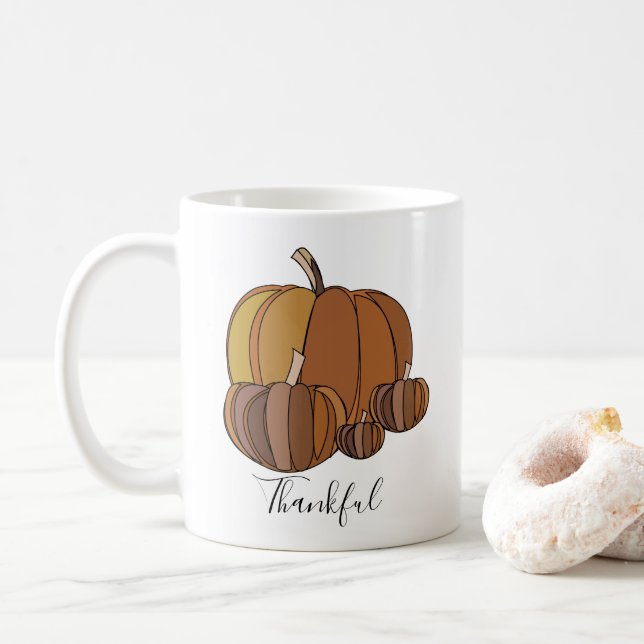Pumpkins Thankful  Coffee Mug (With Donut)