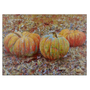 Pumpkins Thanksgiving Art Glass Cutting Board
