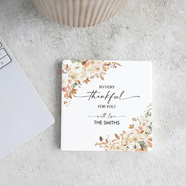 Pumpkins Thanksgiving Dinner Square Paper Coaster (Creator Uploaded)