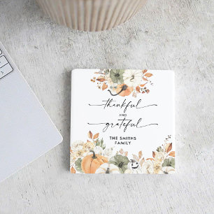 Pumpkins Thanksgiving Dinner Square Paper Coaster 