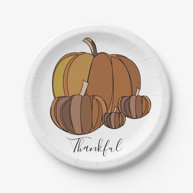Pumpkins Thanksgiving Party Paper Plate (Front)