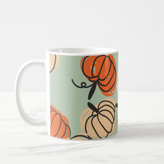 Pumpkins: Thanksgiving seamless pattern. Coffee Mug (Left)