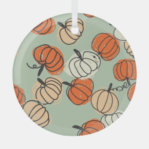 Pumpkins: Thanksgiving seamless pattern. Glass Ornament